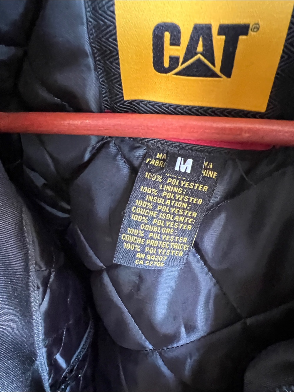 Caterpillar Black Insulated Jacket, Men’s medium